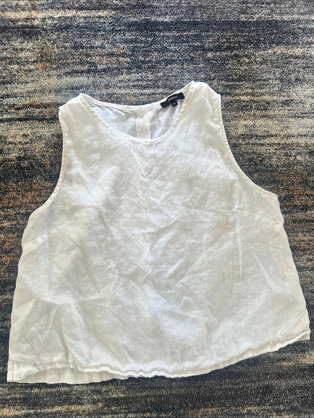Quince 100% European Linen Cropped Tank White Medium